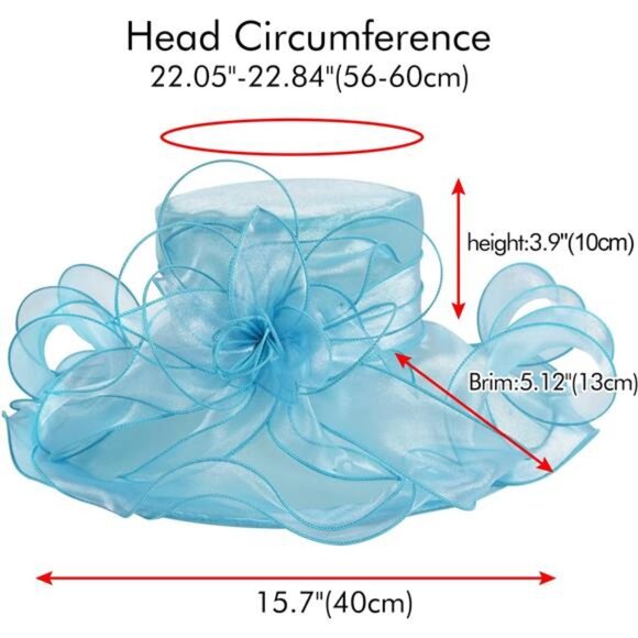 Derby Hats for Women, Classy Organza Sun Hat, Blue main image 4